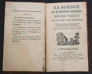 Item #WRCAM11831 LA SCIENCE DU BONHOMME RICHARD, MOYEN FACILE DE PAYER LES IMPOTS. Benjamin Franklin