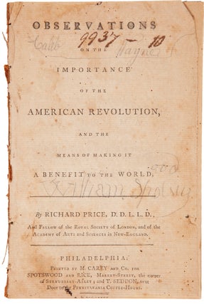 Item #WRCAM23748 OBSERVATIONS ON THE IMPORTANCE OF THE AMERICAN REVOLUTION, AND THE MEANS OF...