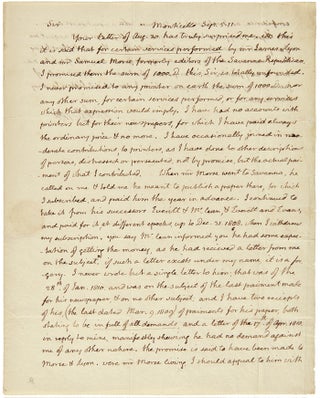 Item #WRCAM34776 [AUTOGRAPH LETTER, SIGNED, FROM THOMAS JEFFERSON TO JAMES L. EDWARDS OF BOSTON,...