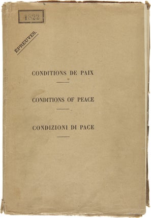 Item #WRCAM35473 CONDITIONS OF PEACE WITH AUSTRIA [caption title printed in English, French, and...