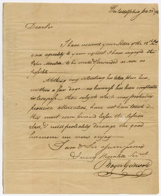 Item #WRCAM36958 [AUTOGRAPH LETTER, SIGNED, BY CONNECTICUT FEDERALIST ROGER GRISWOLD TO ANDREW...