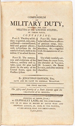 Item #WRCAM37797 A COMPENDIUM OF MILITARY DUTY, ADAPTED FOR THE MILITIA OF THE UNITED STATES; IN...