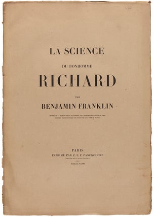 Item #WRCAM38879 LA SCIENCE DU BONHOMME RICHARD. Benjamin Franklin