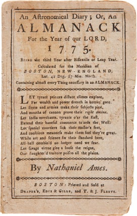 Item #WRCAM41210 AN ASTRONOMICAL DIARY: OR, AN ALMANACK FOR THE YEAR OF OUR LORD, 1775. Nathaniel...