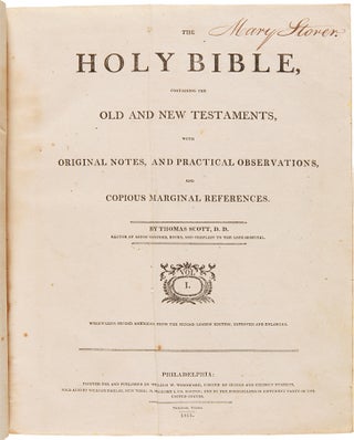 Item #WRCAM41996 THE HOLY BIBLE, CONTAINING THE OLD AND NEW TESTAMENTS, WITH ORIGINAL NOTES, AND...