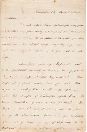 Item #WRCAM42994 [AUTOGRAPH LETTER, SIGNED, FROM THOMAS HART BENTON, DISCUSSING THE FRENCH...