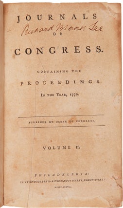 Item #WRCAM43980 JOURNALS OF CONGRESS, CONTAINING THE PROCEEDINGS IN THE YEAR 1776...VOLUME II....