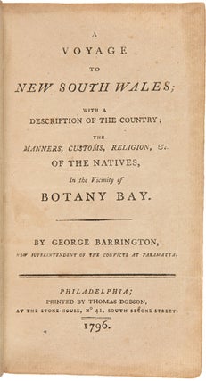 Item #WRCAM46697 A VOYAGE TO NEW SOUTH WALES; WITH A DESCRIPTION OF THE COUNTRY; THE MANNERS,...