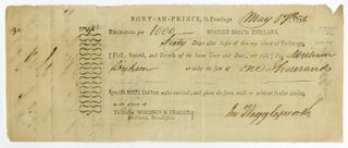 Item #WRCAM52305 [PARTIALLY-PRINTED BILL OF EXCHANGE FOR SUPPLIES, SIGNED BY JOHN WIGGLESWORTH,...