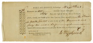 Item #WRCAM52307 [PARTIALLY-PRINTED BILL OF EXCHANGE FOR SUPPLIES, SIGNED BY BARON DE...
