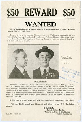 Item #WRCAM52863 [WANTED POSTER FOR A PRISONER ESCAPED IN PEABODY, KANSAS ON OCTOBER 17th, 1925]....