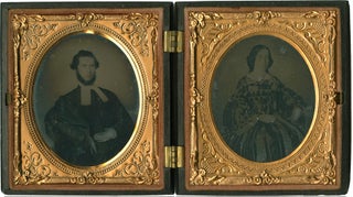 Item #WRCAM53342 [PAIR OF AMBROTYPES, CASED TOGETHER, FEATURING A MINISTER AND HIS WIFE]....