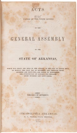 Item #WRCAM53970 [CONSECUTIVE RUN OF MID-19th-CENTURY ARKANSAS STATE SESSION LAWS]. Arkansas