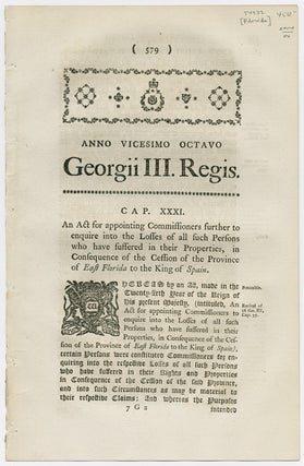Item #WRCAM54472 ANNO VICESIMO OCTAVO GEORGII III...AN ACT FOR APPOINTING COMMISSIONERS FURTHER...