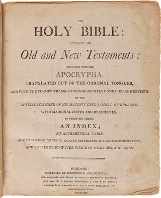 Item #WRCAM55222 THE HOLY BIBLE: CONTAINING THE OLD AND NEW TESTAMENTS: TOGETHER WITH THE...