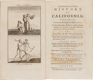 Item #WRCAM55260 A NATURAL AND CIVIL HISTORY OF CALIFORNIA: CONTAINING AN ACCURATE DESCRIPTION OF...