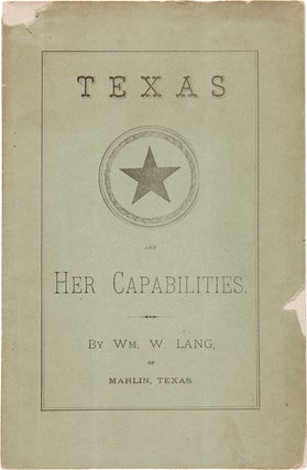 Item #WRCAM55509 A PAPER ON THE RESOURCES AND CAPABILITIES OF TEXAS, READ...BEFORE THE FARMER'S...
