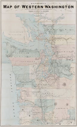Item #WRCAM55996 W.H. PUMPHREY'S MAP OF WESTERN WASHINGTON. F. M. Dehly, William Henry Pumphrey