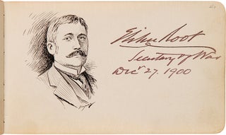 [AUTOGRAPH ALBUM OF TURN-OF-THE-20th-CENTURY AMERICAN POLITICAL FIGURES, ASSEMBLED BY MEDAL OF HONOR WINNER ALEXANDER SCOTT, WITH EACH SIGNATURE ACCOMPANIED BY AN INK PORTRAIT BY THE AWARD-WINNING POLITICAL CARTOONIST, CLIFFORD BERRYMAN].