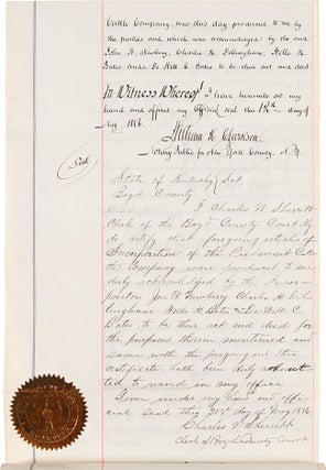 ARTICLES OF INCORPORATION OF THE PIEDMONT CATTLE COMPANY [manuscript caption title].
