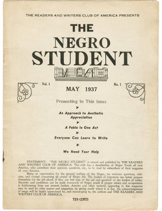 Item #WRCAM56696 THE READERS AND WRITERS CLUB OF AMERICA PRESENTS THE NEGRO STUDENT Vol. 1 No. 1...