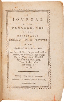 Item #WRCAM56751 A JOURNAL OF THE PROCEEDINGS OF THE HONOURABLE HOUSE OF REPRESENTATIVES OF THE...