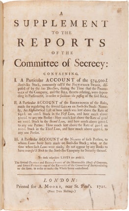Item #WRCAM57243 A SUPPLEMENT TO THE REPORTS OF THE COMMITTEE OF SECRECY: CONTAINING, I. A...