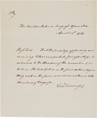Item #WRCAM57477 [MANUSCRIPT RESOLUTION SIGNED BY SECRETARY OF THE CONTINENTAL CONGRESS, CHARLES...