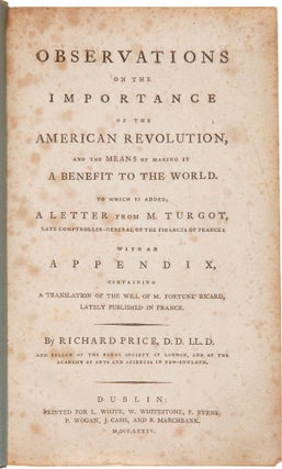 Item #WRCAM57507 OBSERVATIONS ON THE IMPORTANCE OF THE AMERICAN REVOLUTION, AND THE MEANS OF...