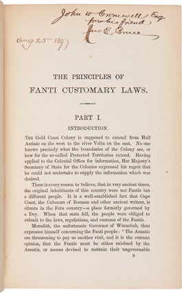 Item #WRCAM57888 FANTI CUSTOMARY LAWS. A BRIEF INTRODUCTION TO THE PRINCIPLES OF THE NATIVE LAWS...
