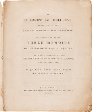 Item #WRCAM58214 A PHILOSOPHICAL DISCOURSE, ADDRESSED TO THE AMERICAN ACADEMY OF ARTS AND...