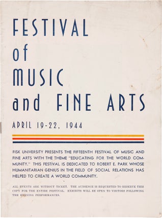 Item #WRCAM58839 FESTIVAL OF MUSIC AND FINE ARTS, APRIL 19-22, 1944. FISK UNIVERSITY PRESENTS THE...