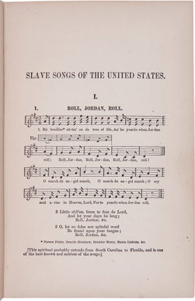Item #WRCAM62490 SLAVE SONGS OF THE UNITED STATES. William Francis Allen, Charles Pickard Ware