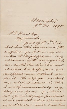 Item #WRCAM62569 [AUTOGRAPH LETTER, SIGNED, FROM JEFFERSON DAVIS TO A FORMER CONFEDERATE SOLDIER,...
