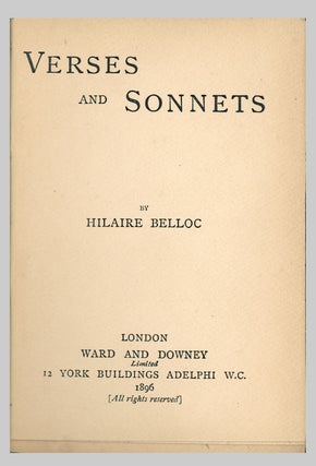 Item #WRCLIT28307 VERSES AND SONNETS. Hilaire Belloc