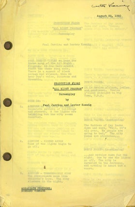 Item #WRCLIT52834 [Four Drafts of:] "ALL NIGHT PROGRAM" SCREENPLAY BY ... [caption title]. Paul...