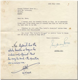 Item #WRCLIT67742 [A Small File of Correspondence with Film Producer Sydney Box]. George Bernard...
