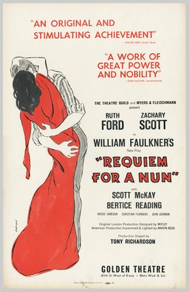 Item #WRCLIT73387 [Theatrical Window Card Poster for:] REQUIEM FOR A NUN. sourcework, adap,...