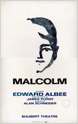 Item #WRCLIT73392 [Theatre Window Card for:] MALCOLM. Edward Albee, James Purdy, dramatist,...
