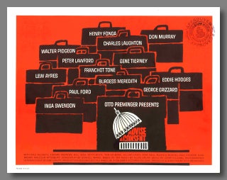 Item #WRCLIT76370 [Title Lobby Card for:] ADVISE & CONSENT. Saul Bass, designer