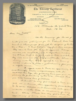 Item #WRCLIT77690 [Fine Autograph Letter, Signed, to Herbert Stone, About Designs for Hamlin...