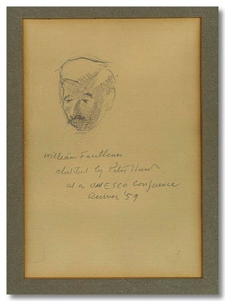 Item #WRCLIT80436 [Original Pencil Portrait Sketch of William Faulkner]. William Faulkner, Peter...