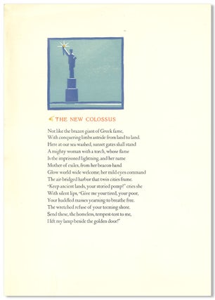 Item #WRCLIT86475 THE NEW COLOSSUS [caption title]. artist, printer