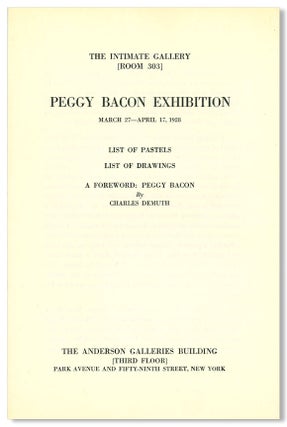 Item #WRCLIT87170 THE INTIMATE GALLERY [ROOM 303] ... PEGGY BACON EXHIBITION ... LIST OF PASTELS...