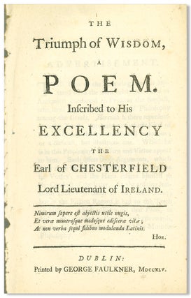 Item #WRCLIT88837 THE TRIUMPH OF WISDOM. A POEM. INSCRIBED TO HIS EXCELLENCY THE EARL OF...